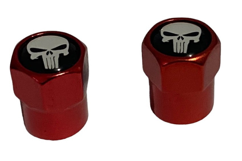 BMX Skeleton Picture Valve Caps Pairs - Red