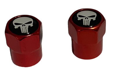 BMX Skeleton Picture Valve Caps Pairs - Red