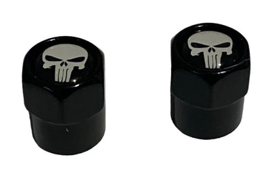 BMX Skeleton Picture Valve Caps Pairs - Black