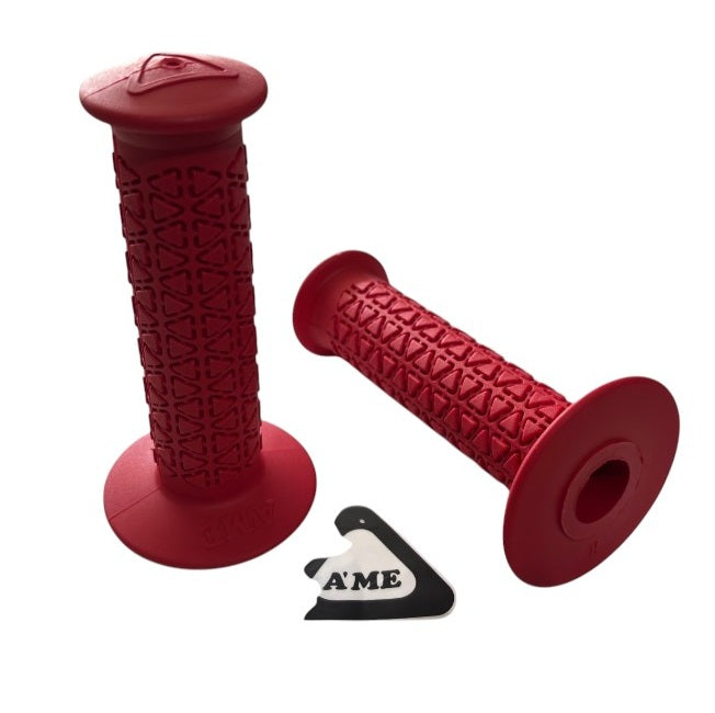 AME Grips Limited Edition Bubble Font Round - Red - Pair