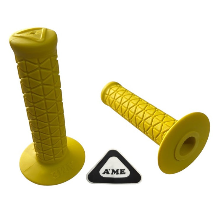 AME Grips Limited Edition Bubble Font Tri - Yellow - Pair