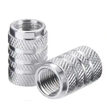 BMX Valve Caps Type #6 - 1 Pair - Silver
