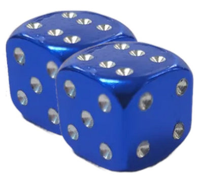 BMX Dice Valve Caps Pairs - Dark Blue Aluminium - Old School BMX