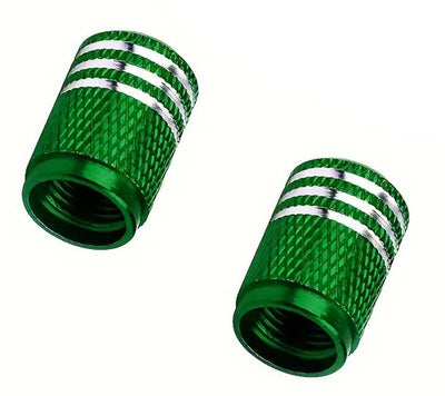 BMX 3 Stripe Valve Caps Pairs - Green