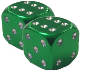 BMX Dice Valve Caps Pairs - Green Aluminium - Old School BMX