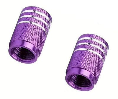 BMX 3 Stripe Valve Caps Pairs - Purple