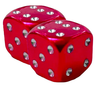 BMX Dice Valve Caps Pairs - Red Aluminium - Old School BMX