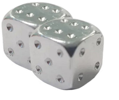 BMX Dice Valve Caps Pairs - Silver Aluminium - Old School BMX